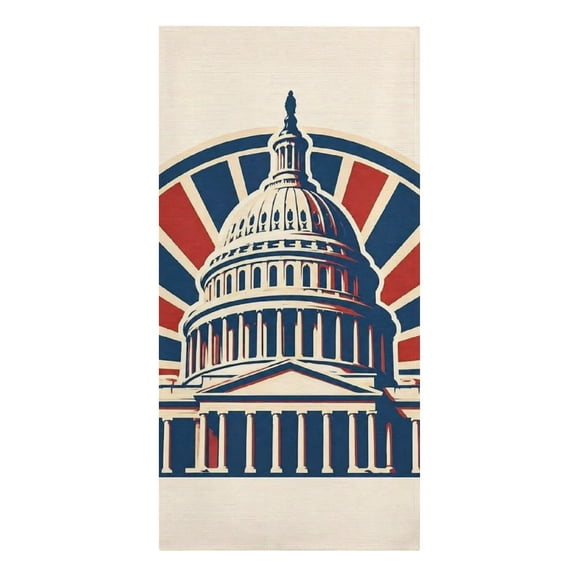 Capitol Building Emblem With Sunburst Microfiber Beach Towel Absorbent Compact Towels for Swimming Pool Beach Travel Things for Vacation Essentials Adult Gift,61.430.3Inch