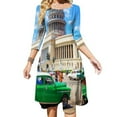 Capitol Building Havana Cuba Flare Dress Square Neck Dress Elegant