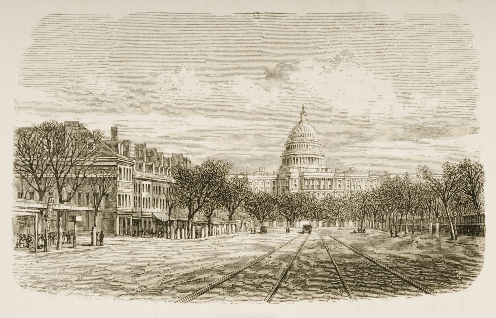 The Capitol Building Washington Dc In 1870S From American Pictures Drawn With Pen And Pencil By Rev Samuel Manning Circa 1880 Canvas Art - Ken Welsh Design Pics (34 x 22)