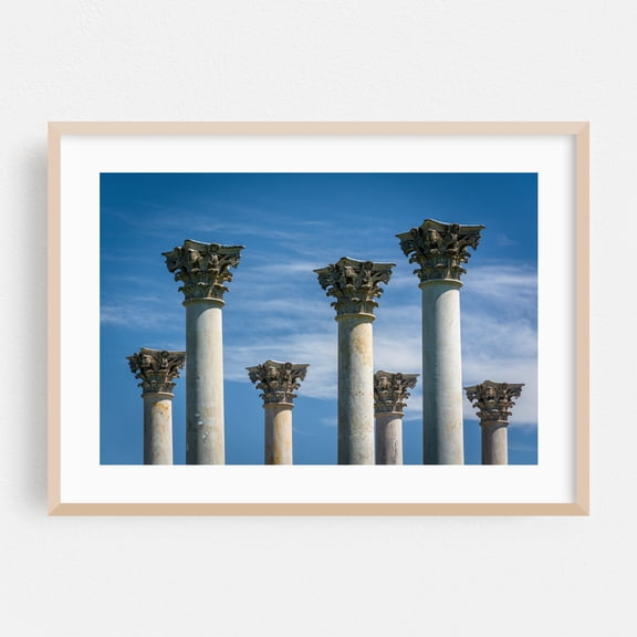 Capitol Columns - Washington District of Columbia Photography Architecture Art Deco Travel Poster Oak Framed Wall Art Print 5 x 7 inches