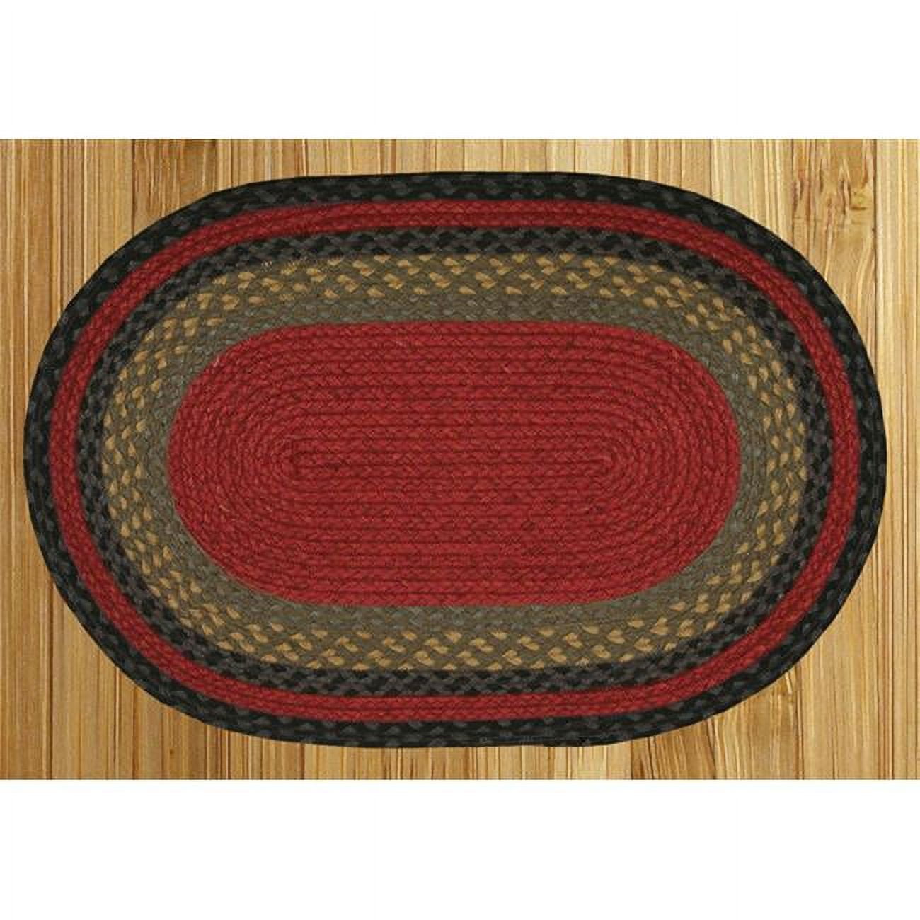 Handmade Oval Burgundy Olive Charcoal Jute Braided Rug 20"x30"