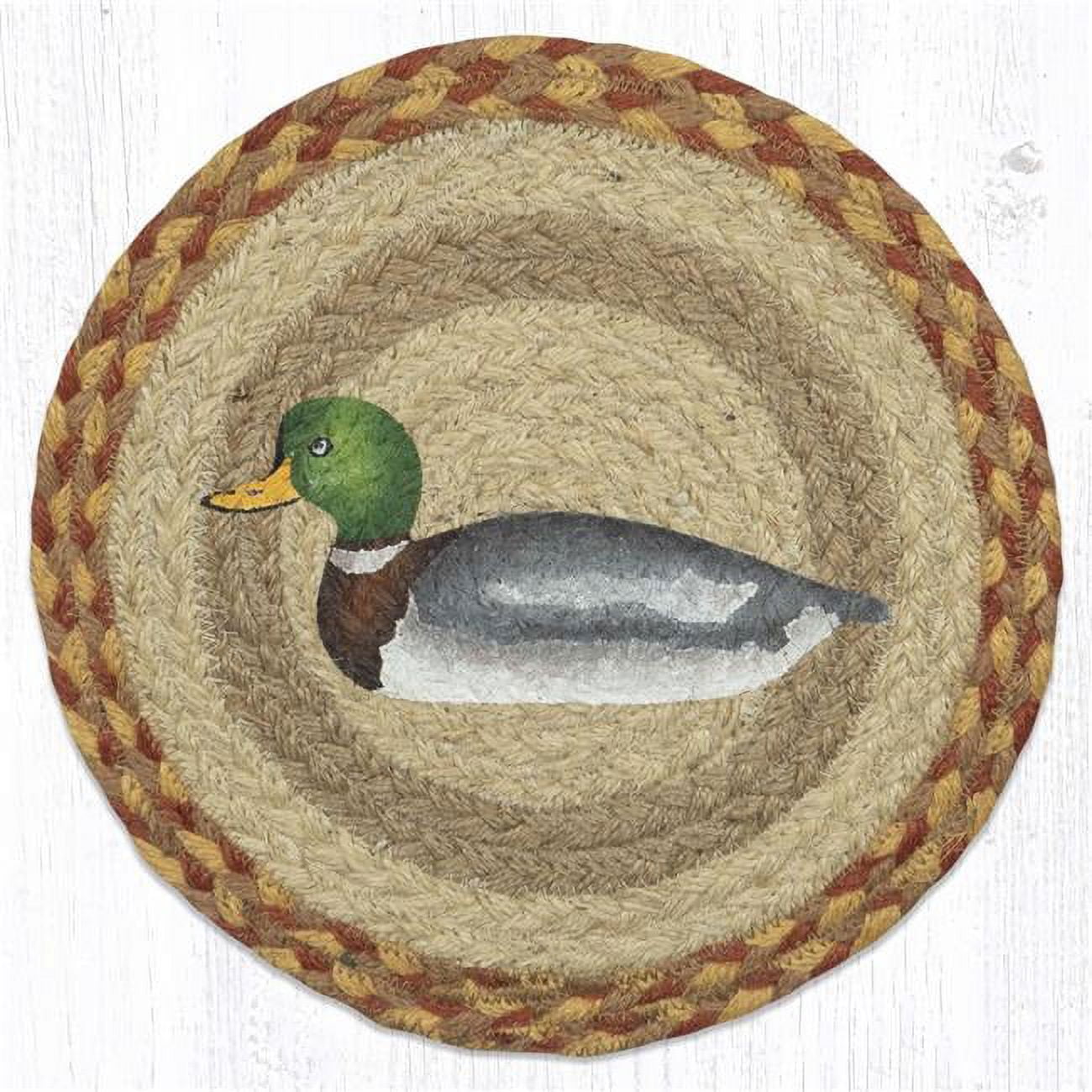 MSPR-430 Red Barn Printed Round Trivet - 10x10 Inch, Jute Fiber, Hand-Stenciled Art