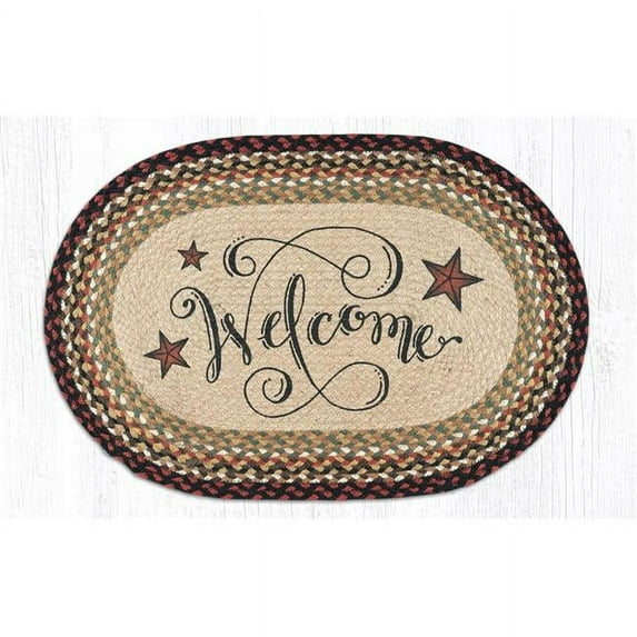 Capitol Importing 20 x 30 in. Jute Oval Welcome Barn Stars Patch