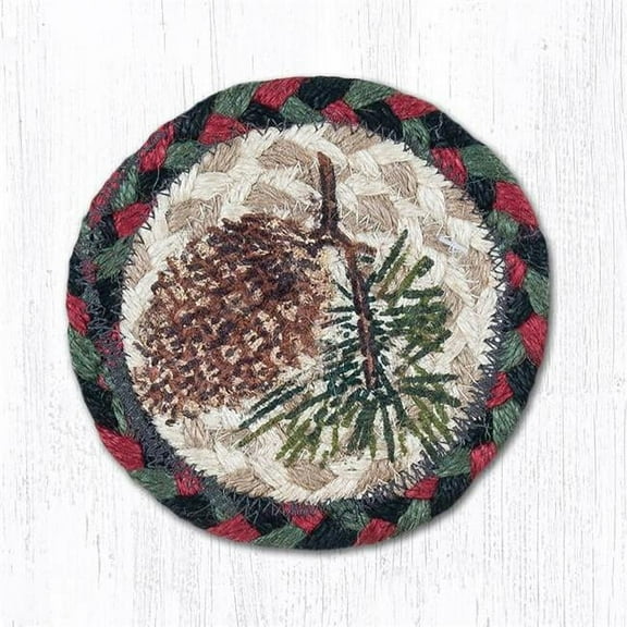 Capitol Importing 31-IC081P 5 in. Pinecone Individual Round Printed Coaster Rug