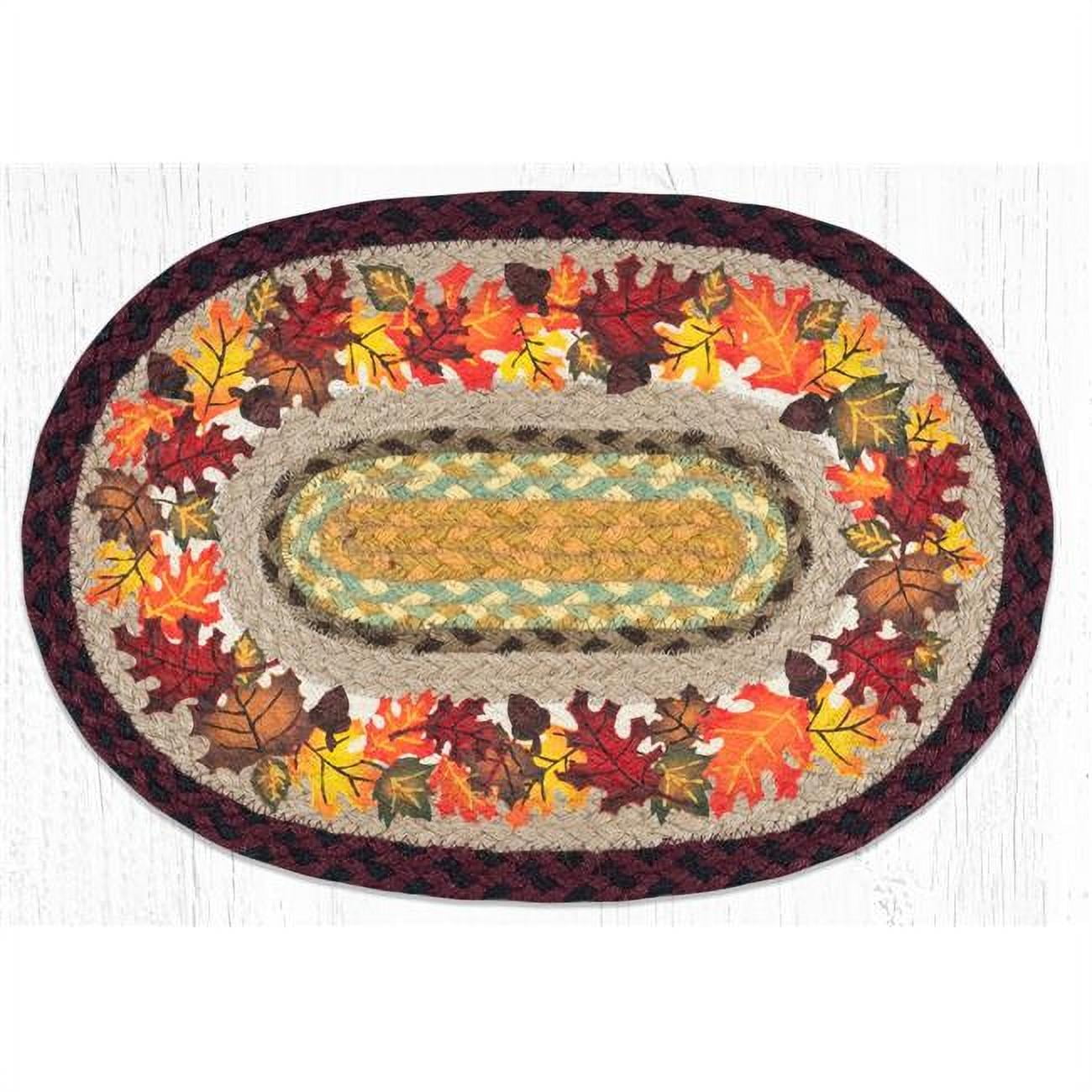 Autumn Oval Hand-Stenciled Jute Placemat 13"x19"