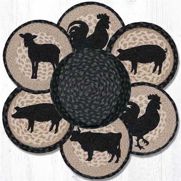 Capitol Importing 56-459BA 10 x 10 in. Barnyard Animals Trivet in a Basket