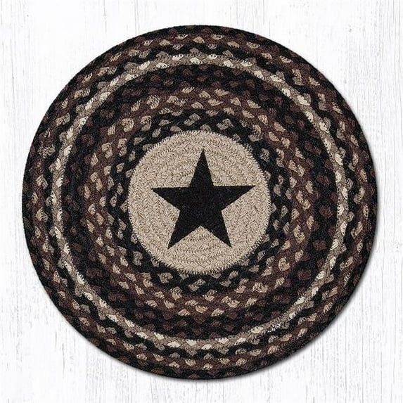 Capitol Importing 57-313BS 15 in. Black Star Round Printed Placemat Rug