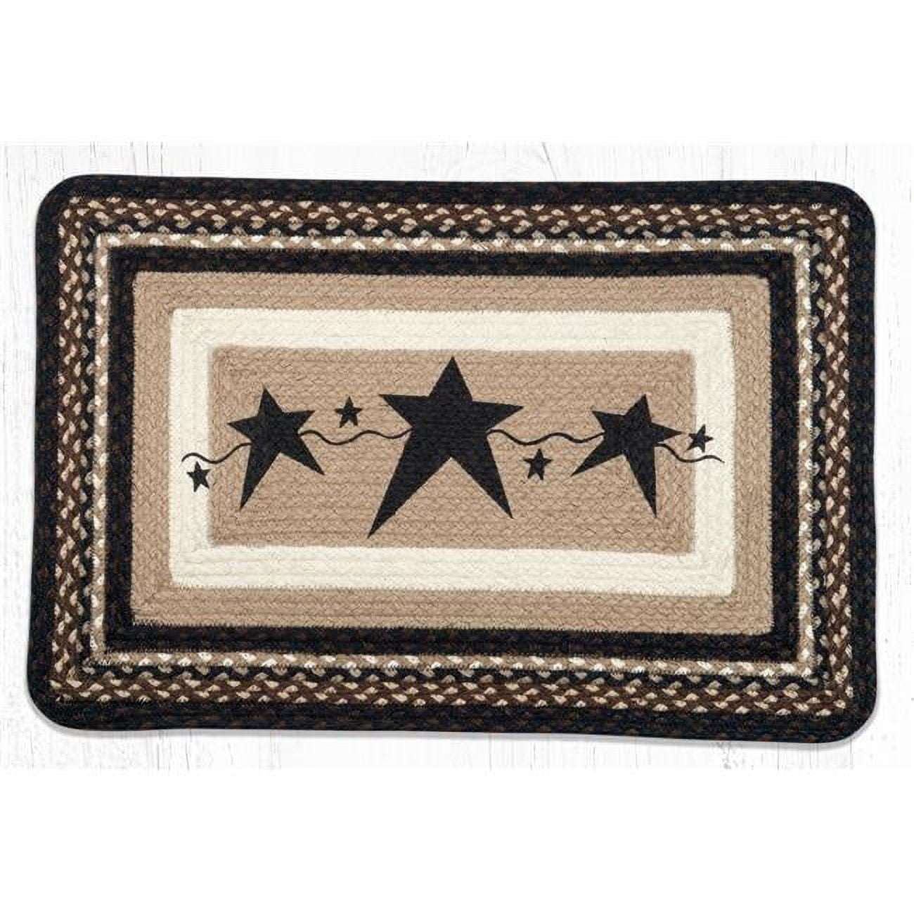 Primitive Star Rug Capitol Importing 20x30 in. Primitive Stars Black Braided Jute Kitchen ...