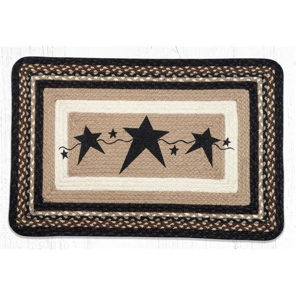 Capitol Importing 67-313PSB 20 x 30 in. PP-313 Primitive Stars Oblong Patch Rug, Black