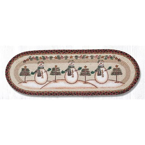 Capitol Importing 68-081MSS 13 x 36 in. Moon & Star Snowman Oval Patch Runner