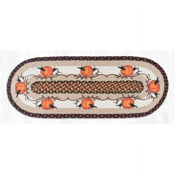 Capitol Importing 68-222PC 13 x 36 in. Jute Oval Pumpkin Crow Patch Runner