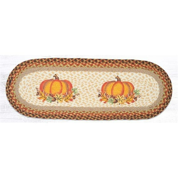 Capitol Importing 68-222PL 13 x 36 in. Pumpkin Leaf Oval Table Runner