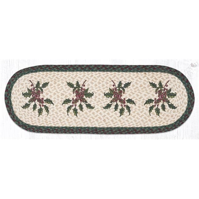Holly Imprint Red and Green Braided Jute Oval Runner