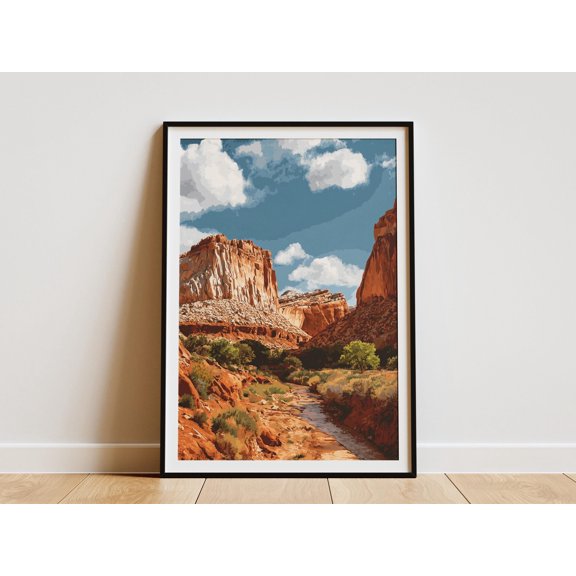 Capitol Reef National Park Poster Vintage Style Travel Print Utah Wall Art Southwest Decor Desert Landscape Art Print Vacation Home Decor - Poster Unframed