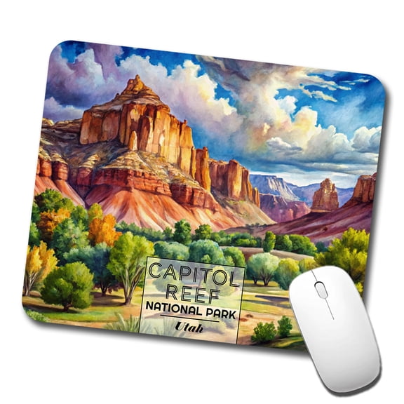 Capitol Reef National Park Utah Watercolor Mouse Pad Low Profile Gaming Mat