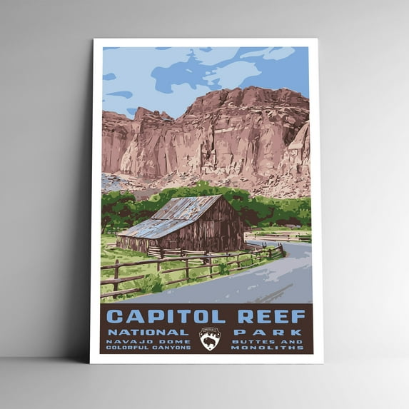 Capitol Reef National Park Vintage Travel Poster / Postcard WPA Style Retro Utah