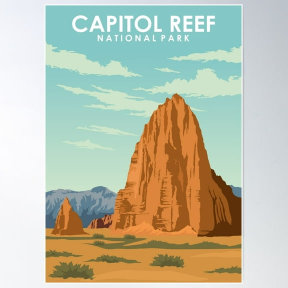 Capitol Reef National Park Vintage and Retro Travel Poster Poster, 12x18 UNFRAMED