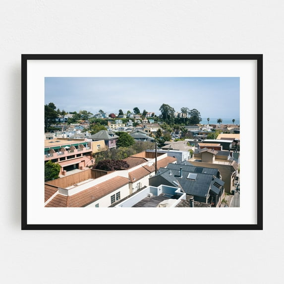 Over Capitola 03 - Capitola California Photography Coastal Beach House Architecture Seaside Scenic Cityscape Ocean Black Framed Wall Art Print 24 x 36 inches