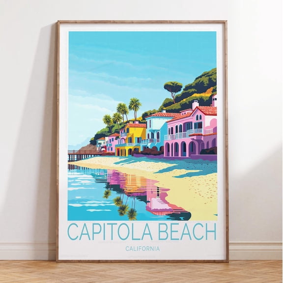 Capitola Beach California Scenic Waterfront Wall Art Unframed Paper Print