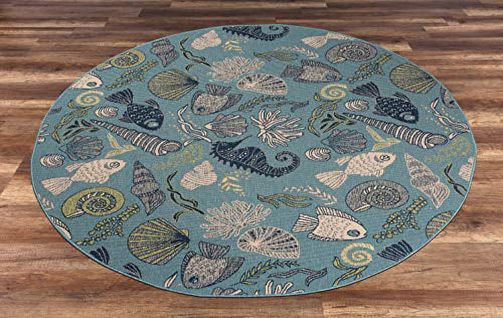 Capitola Coastal Blue Gray Transitional Design Indoor/Outdoor Area Rug ...