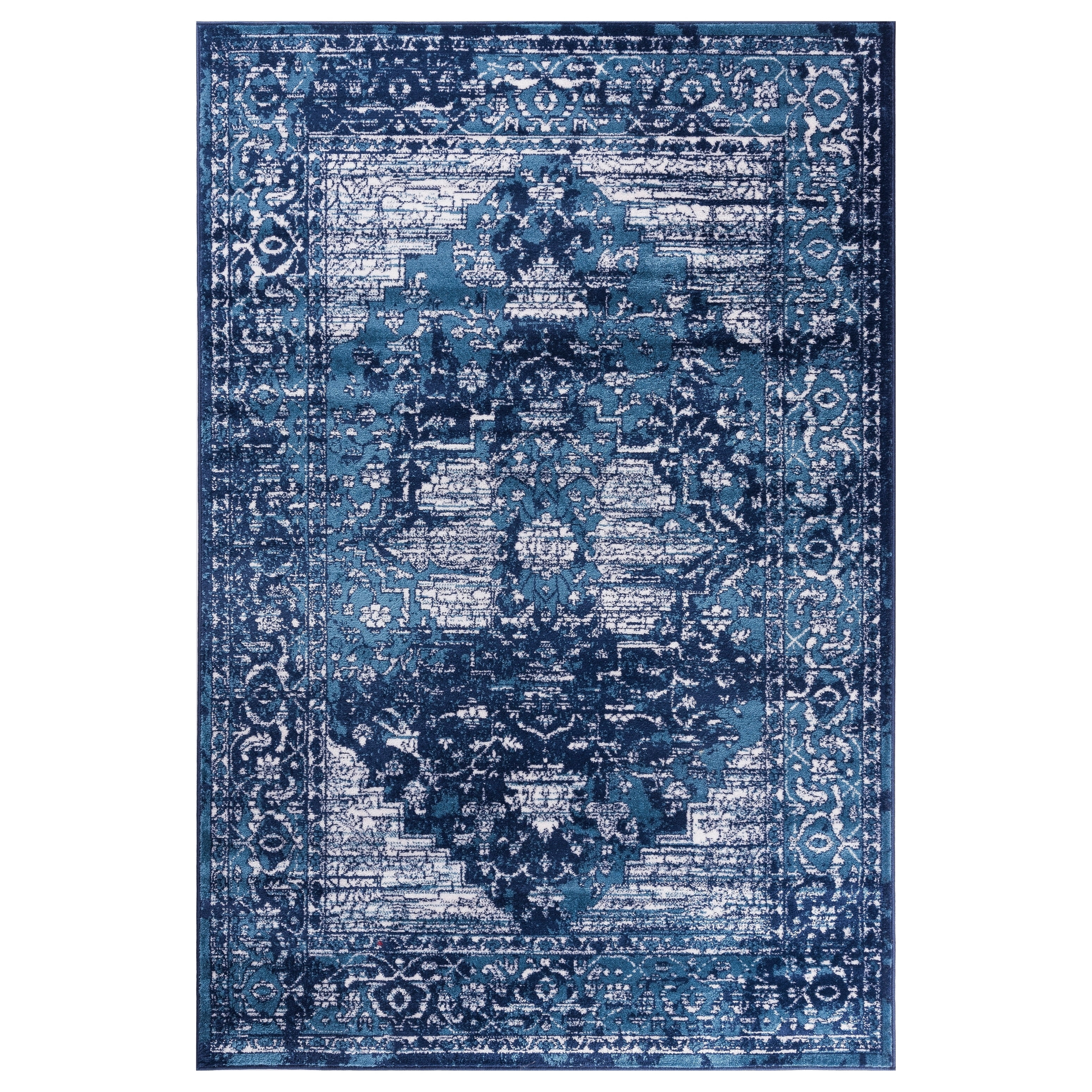 Capitola GAD Blossom Blue Transitional Design Area Rug with Modern ...