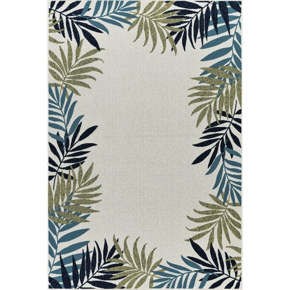 great american distributors iofn.01.cr.8x10 8 x 10 ft. island breeze foliar floral & botanical rug, cream & green