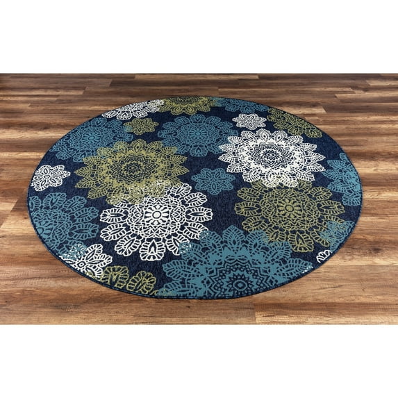 Capitola GAD Posey Beautiful Contemporary Geometric Indoor Outdoor Area Rug Multi-Color 6'7" 6' Round/Square Round