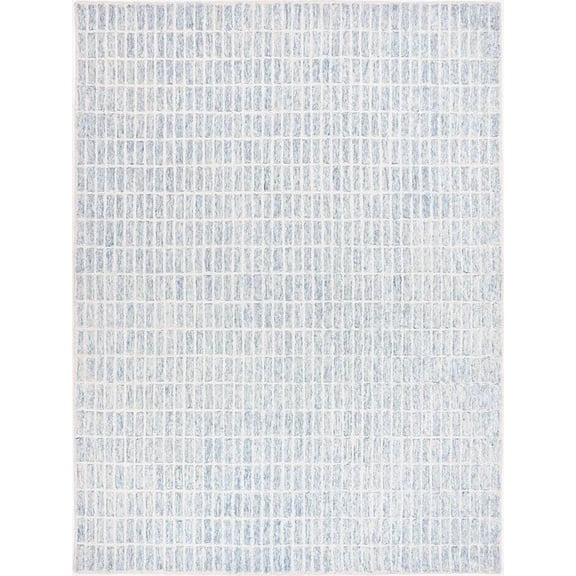 Capitola Hand-Tufted Wool Area Rug 8x10 -Rugs for Living Room Unique Modern Geometric Grid Pattern PB Style, Handmade Textured Carpet Bedroom, Dining Room & Entryway (Space Blue)