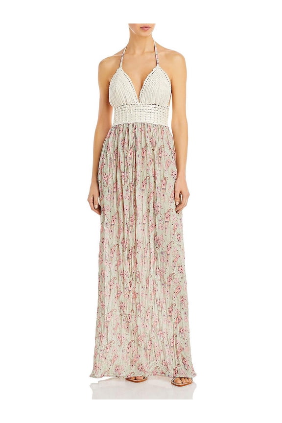 Womens Lucia Crochet Long Halter Dress