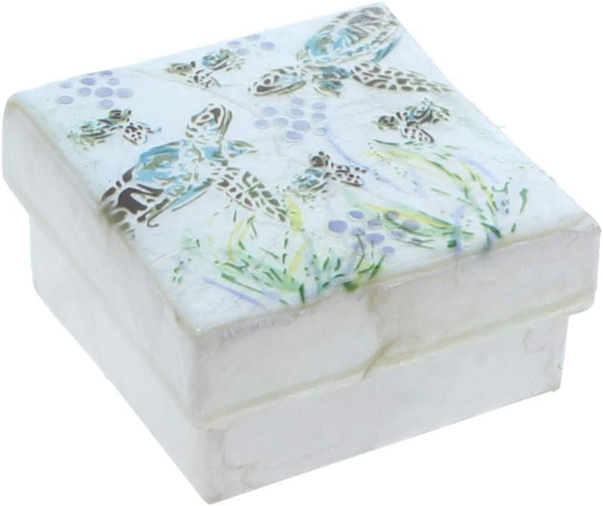 Capiz Boxes Shell Keepsake Box with Sea Turtles (Small, 2.5 Inch ...