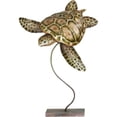 thumbnail image 1 of Capiz & Metal Art Hawksbill Turtle on Stand Beige/Green 16x11.5x4", 1 of 2