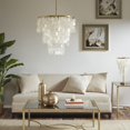 Capis Shells Capiz Shell Chandelier, 21 In. Dia X 67.5 In. H, Gold Finish, Ceiling ...
