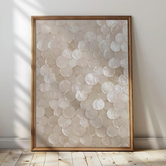 Capiz Shell Coastal Neutral Texture Print Beach House Decor Natural Shell Pattern Minimal Coastal