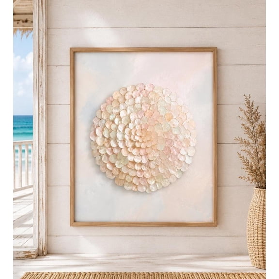 Capiz Shell Flower Coastal Neutral Texture Decor Wall Art