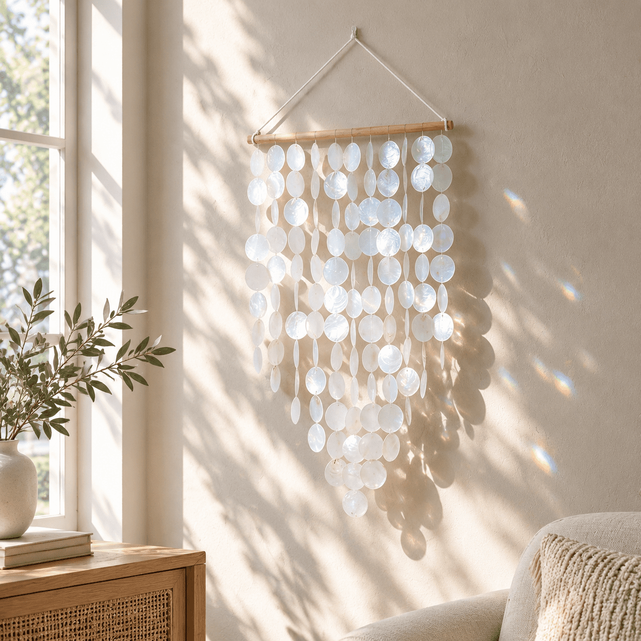 Capis Shells Capiz Shell Wall Decor Art Hanger, 28 x 16 Inch, Shell Construction ...