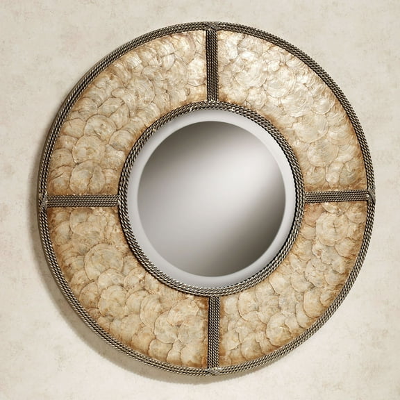 Capiz Shell Wall Mirror Gold Round