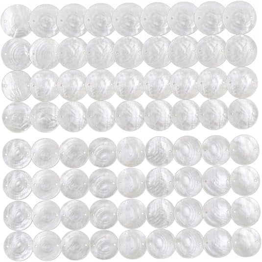 Capiz Shells for Crafts, 100Pcs 2-Inch Double-Hole Natural Wall Decor Supplies