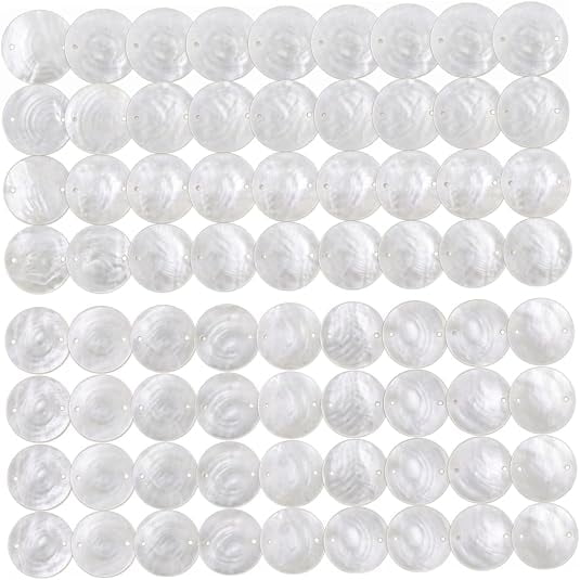 Capiz Shells for Crafts, 100Pcs 2-Inch Double-Hole Natural Wall Decor Supplies