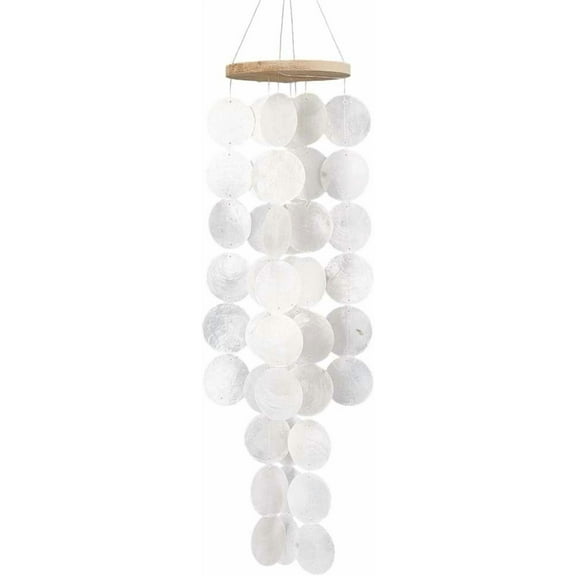 Capiz Wind Chime White Shell Wind Chimes Natural Seashell Relaxing Coastal Sound Sea Glass Handcrafted Pendants for DIY