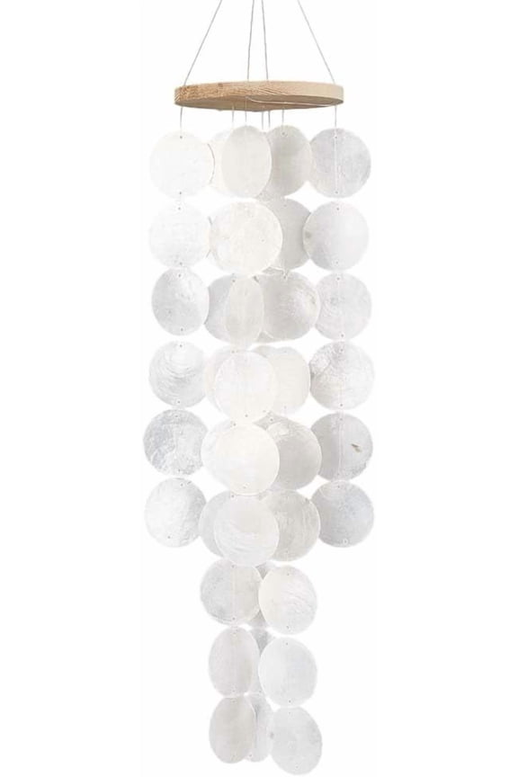 Capiz Wind Chime White Shell Wind Chimes Natural Seashell Relaxing Coastal Sound Sea Glass Handcrafted Pendants