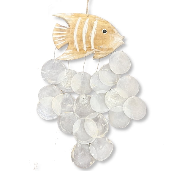 Capiz Windchime Coastal Decor  Tropical Fish Beach Wind Chime Indoor Outdoor Patio Gift 22