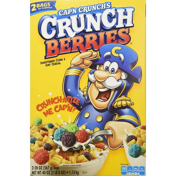 Capn Crunch Crunch Berries Breakfast Cereal, Mega Size 40 Oz. Bag Pack of 4