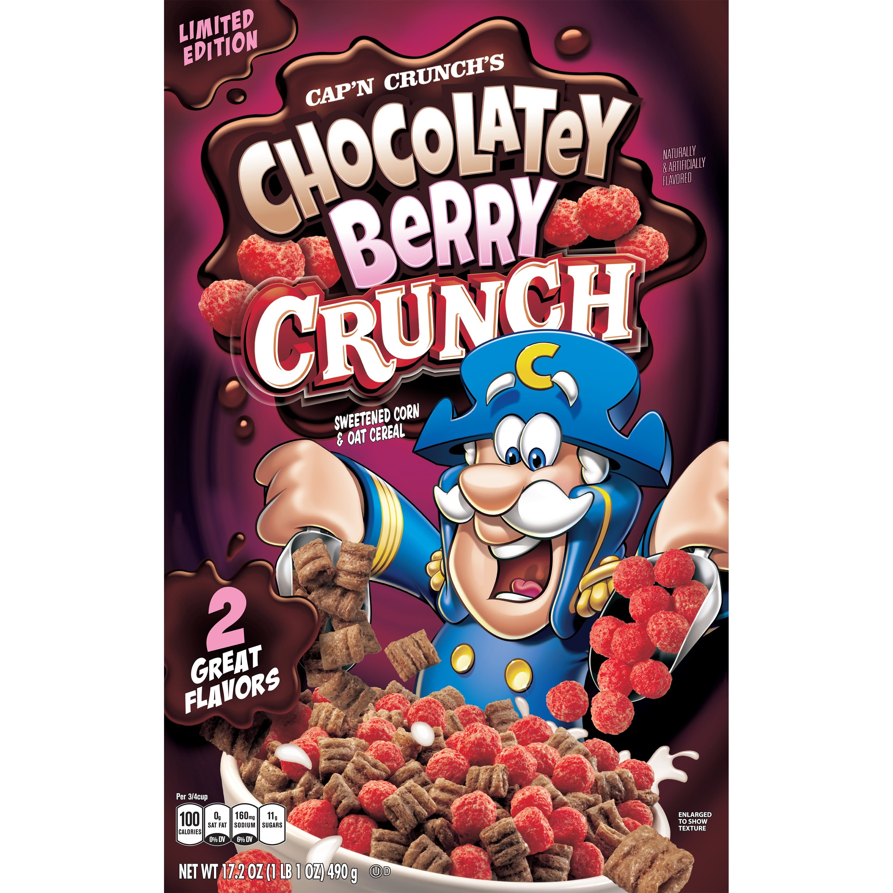 Capn Crunchs Chocolatey Berry Crunch Breakfast Cereal, Limited Edition