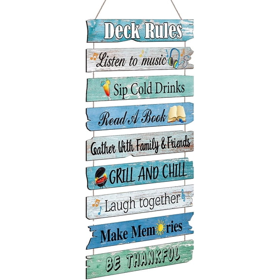 Capoda Deck Decorations Outdoor Deck Rules Sign Wall Art Porch Camping Summer Pool Dock Sign Plaque Camping Party Adventure Decor for Bar Campsite Cabin Tent Signs for Patio Backyard Outdoors Home