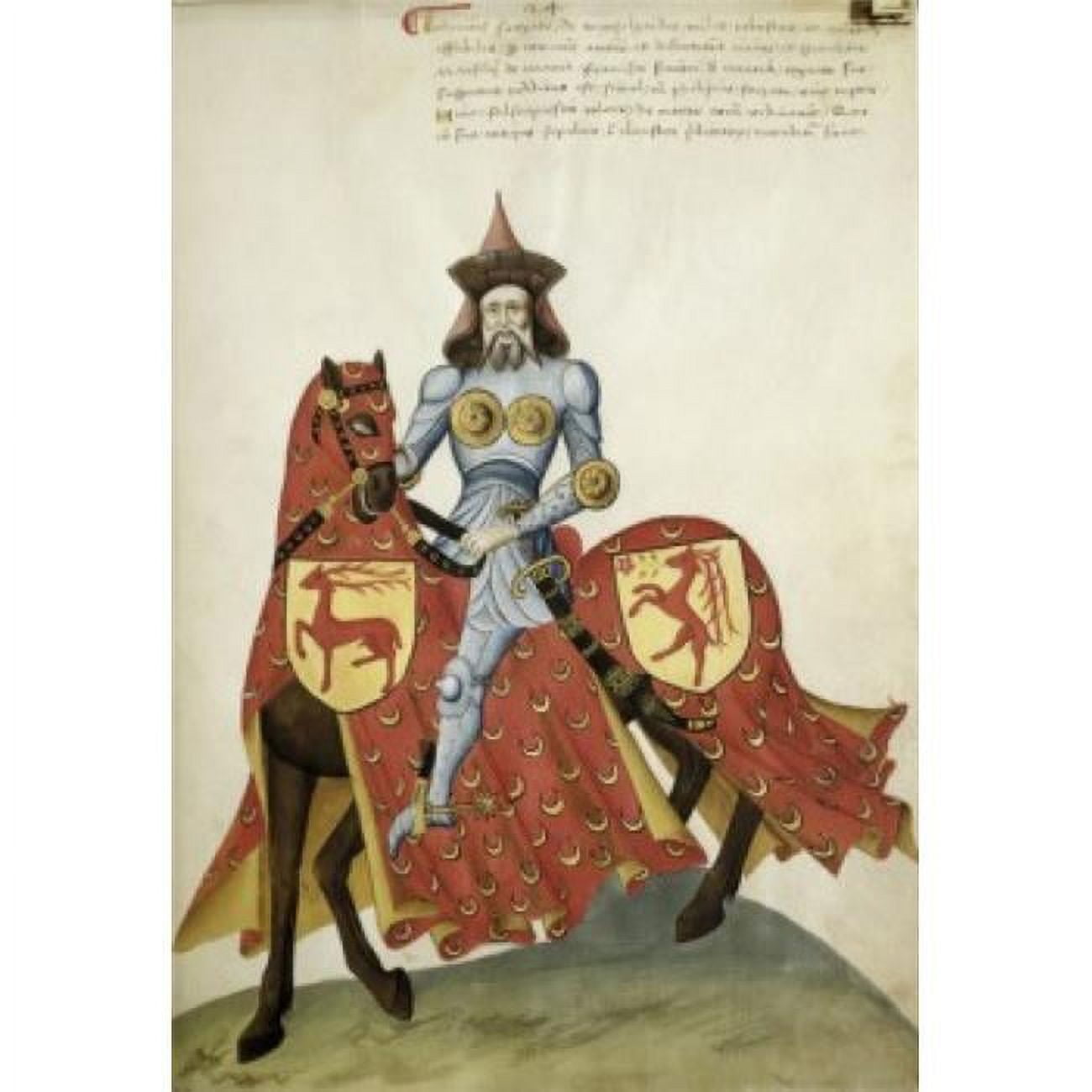 Capodilista Codex Knight with Chest Protector Riding on Red Horse ...