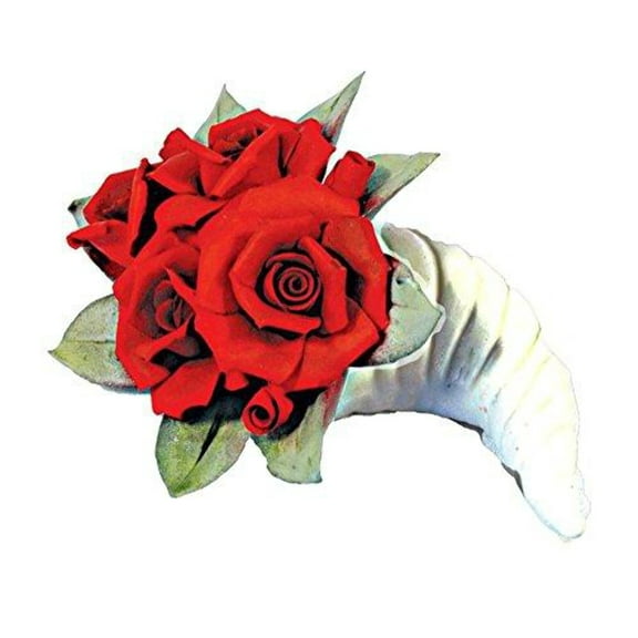 Capodimonte Roses Cornucopia (Red) Porcelain Flower Hand Made in Italy