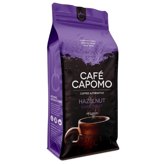 Capomo Herbal Coffee Substitute With Hazelnut - Acid, Caffeine And Gluten Free - Natural Dark Roast - Maya Nut - 22 oz.'s  (2 Pack)  - From Tattva's Herbs