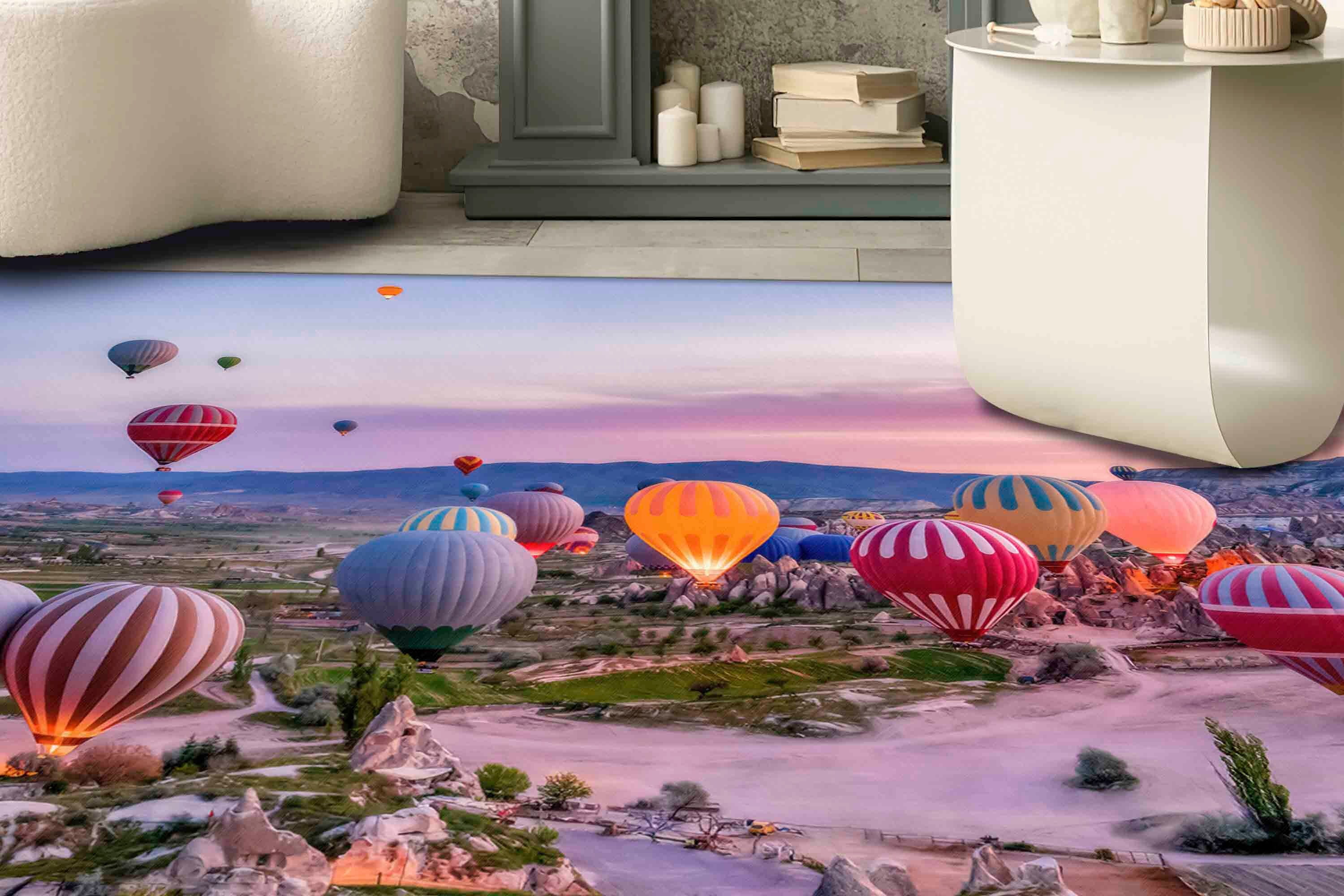 Air Upnfaze Rug Cappadocia Rug, Colorful Rug, Air Balloon Landscape Rug, Stair Rugs ...