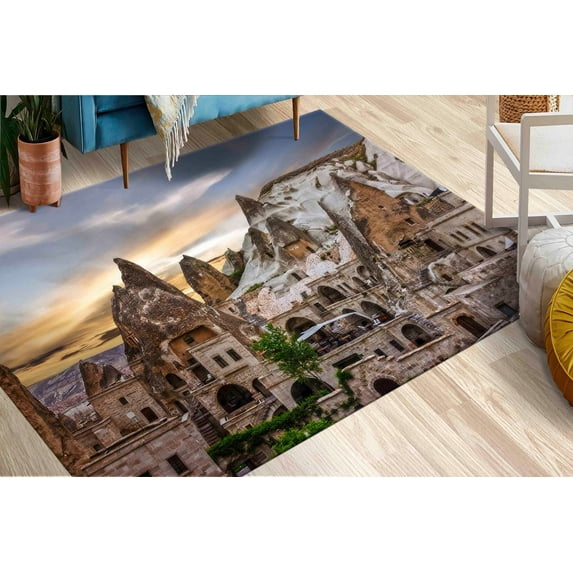 Cappadocia Rug, View Rugs, Popular Rugs, View Rugs Area Rug, Winter Landscape in Cappadocia Rug, Brown Tones Rug, Housewarming Gift Rugs, 3.9'x5.9' - 120x180 cm