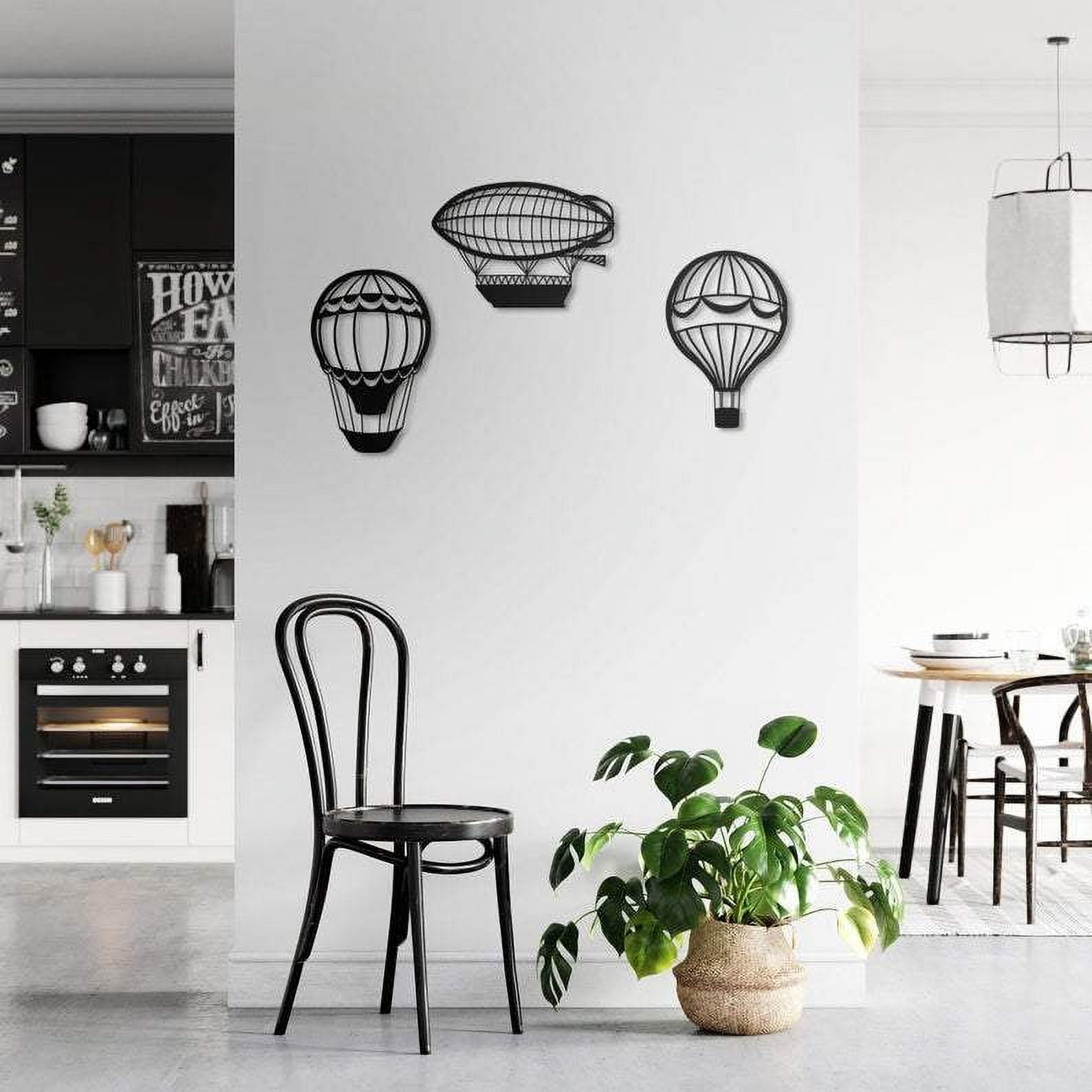 Cappadocia Set of 3 Baloon Black Metal Wall Art Northshire Metal